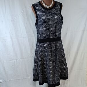 Kate Spade Black and White Checkered Midi Dress